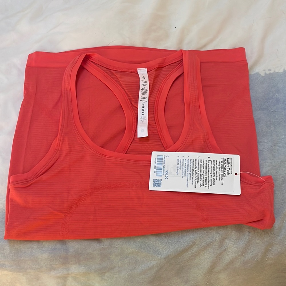 Lululemon swiftly tech racerback 2.0 size 6 pale raspberry
